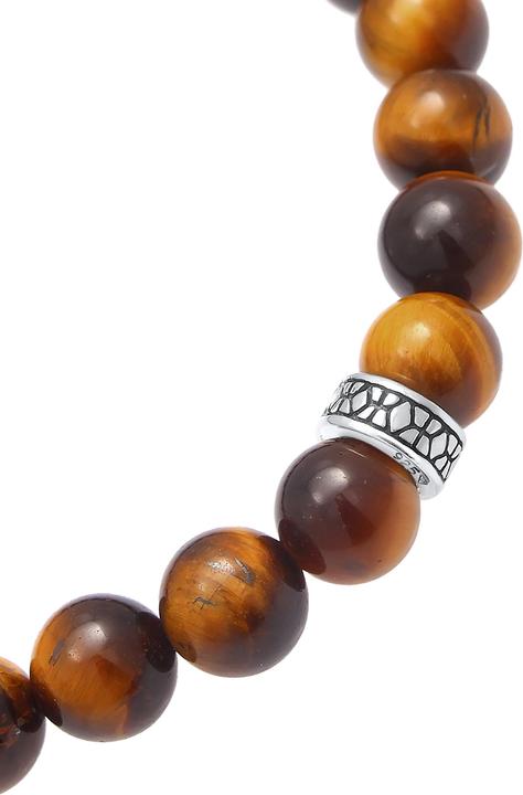 Immagine prodotto Kuzzoi Bracciale con pietre preziose, perle (23 cm, Plastico, Occhio di tigre, Argento 925)