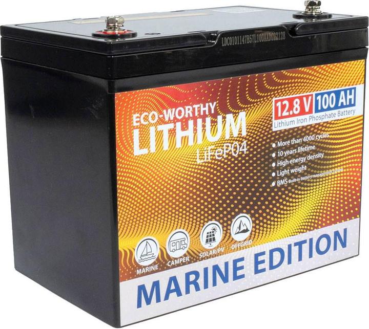 Image du produit Eco-Worthy Marine Lithium-Batterie LiFePO4 12V (12 V, 100 Ah)