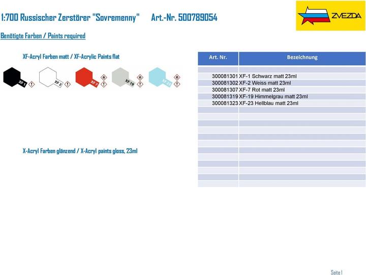 Produktbild Tamiya 1:700 Russischer Zerstörer Sovremenny