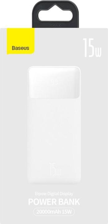 Image du produit Baseus Banque d'alimentation Bipow 20000mAh, 15W (blanc) (20000 mAh, 15 W, 74 Wh)