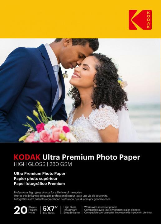 Actual product image Kodak Ultra Prem Photo 280g 10.4 mil Glossy 5/7x20 (280 g/m², 13 x 18 cm, 20 x)