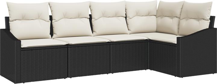 Produktbild VidaXL 5-teiliges Garten-Essset mit Kissen Schwarz Poly Rattan