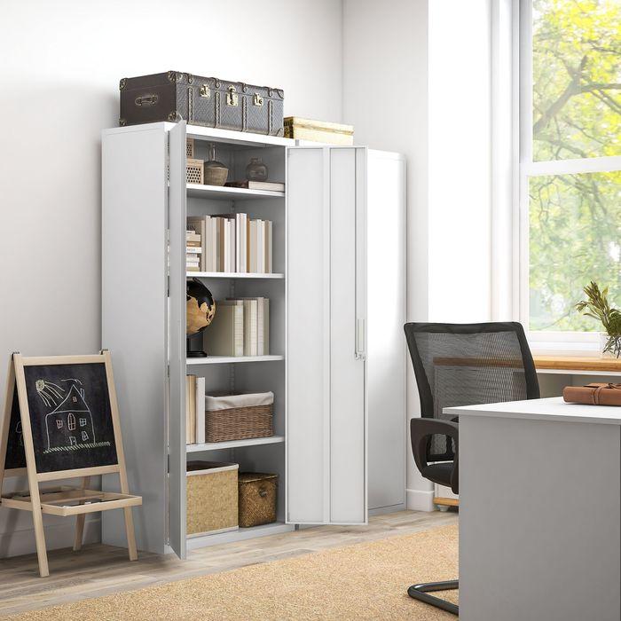 Produktbild Swisshandel24 Aktenschrank, Büroschrank mit 2 Türen, verstellbarer Ablage für Arbeitszimmer (80 x 40 x 180 cm)