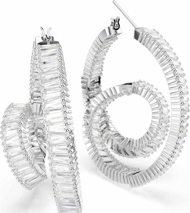 Image du produit Swarovski Matrix Kreolen Baguette Schliff Schleife Weiss Rhodiniert