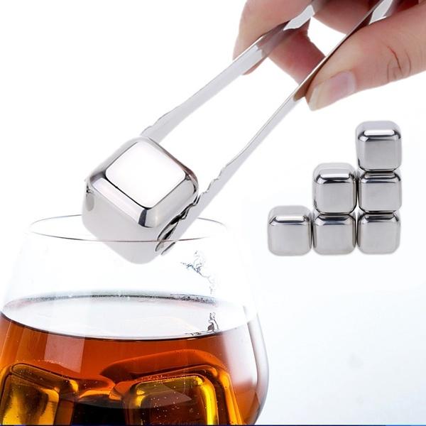 Actual product image Homava Stainless steel ice cubes (6 pcs.) incl. container and tongs (Whisky stones)