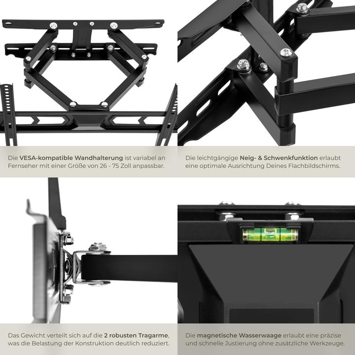 Actual product image tectake TV wall mount (Wall, 55", 60 kg)