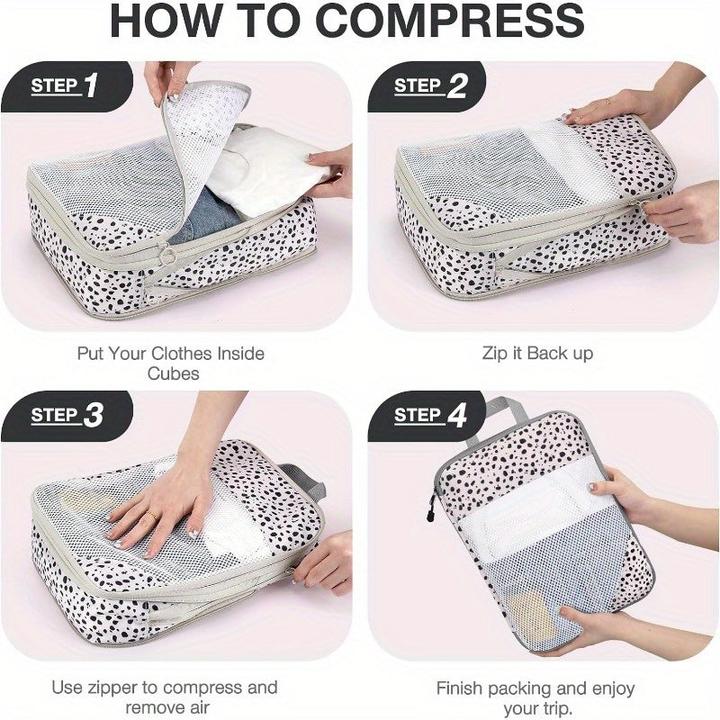Produktbild Only-Bags.Store 6 Set Kompressionspackwürfel für Koffer, Packwürfel mit Schuhsack, grosser Kosmetiktasche
