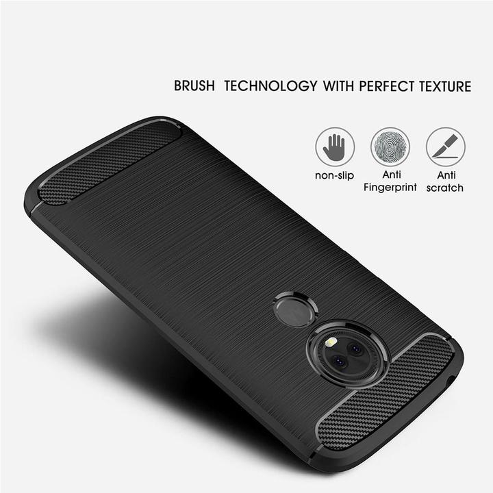 Produktbild König Design Hülle Handy Schutz für Motorola Moto E5 Play Case Cover Bumper Carbon Optik Blau (Motorola Moto E5 Play)