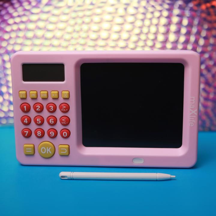 Actual product image Maxlife kids writing board with calculator MXWB-01 pink