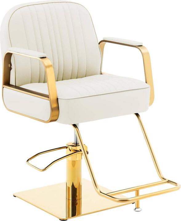 Physa Friseurstuhl Fussstütze höhenverstellbar Barber-Stuhl 200 kg Staunton Creme&Gold