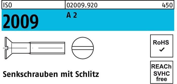 Produktbild Senkschraube ISO 2009 m.Schlitz M 1 x 4 A 2 (1000 Schrauben pro Stück)