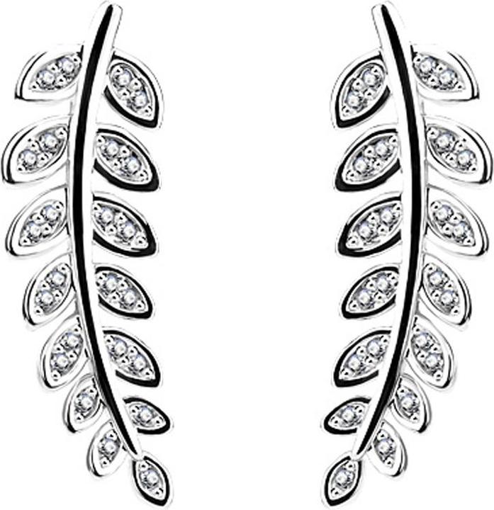 Star Piercing Ohrring Ear Climber silber mit Olivenblatt