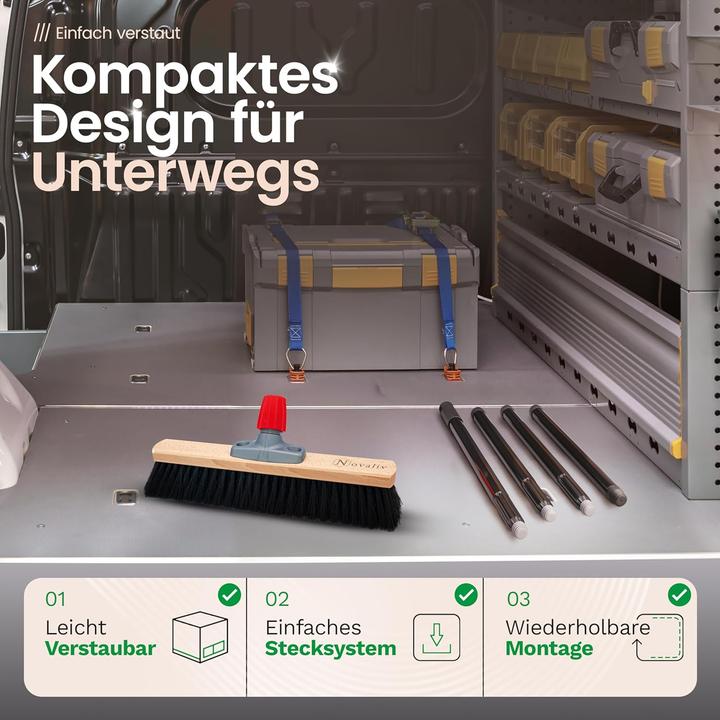 Produktbild Novaliv 2X Saalbesen 40 cm mit Stiel Borsten Rosshaarbesen Besen fein Ideal als Werkstattbesen mit S (1 Stk.)