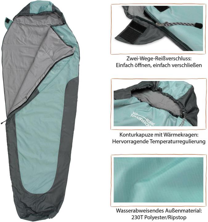 Actual product image Where Tomorrow Schlafsack ultraleicht Polyester, Petrol (200 cm)