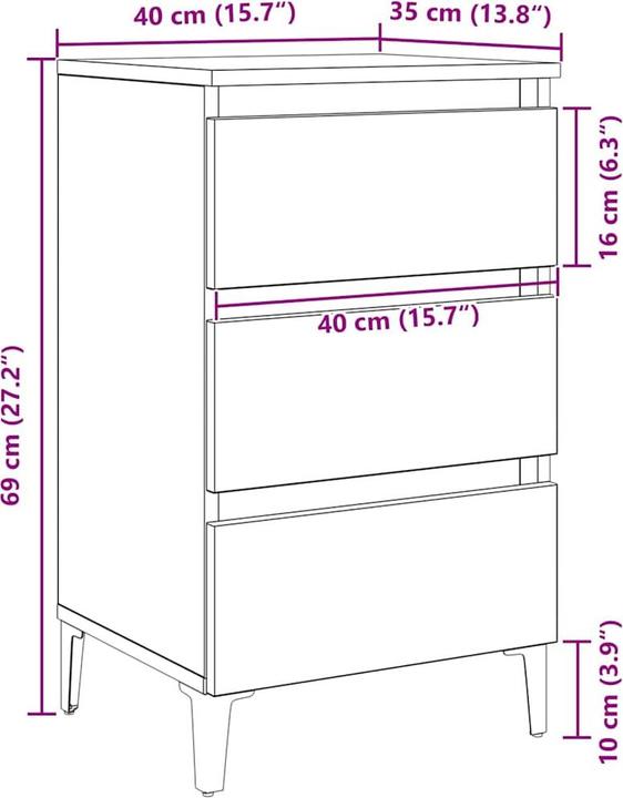 Produktbild VidaXL Nachttisch (40 x 35 x 69 cm)