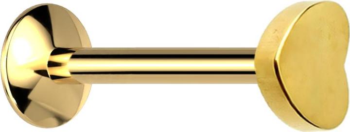 Star Piercing Micro UFO Labret Innengewinde vergoldet mit Herz (Chirurgenstahl 316L, ohne Messing)