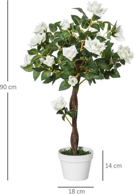 Produktbild Swisshandel24 Künstliche Rosenpflanzen gross 90 cm Kunstpflanze Rosenbaum für Wohnzimmer (90 cm)