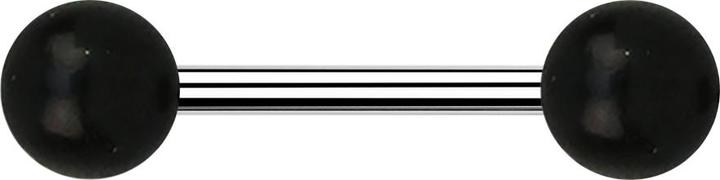 Star Piercing Barbell silber mit zwei Kugeln aus Areng Holz (ohne Messing, Chirurgenstahl 316L)