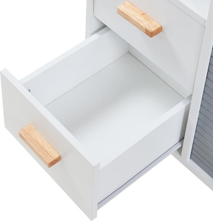 Produktbild En.Casa Sideboard Kvaefjord 66x60x40 cm mit einer Jalousietür Weiss/Grau