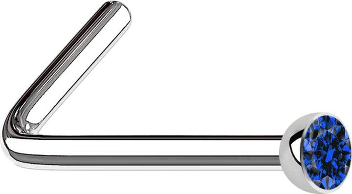Star Piercing Nasenstecker gewinkelt silber mit Kristall dunkelblau (Chirurgenstahl 316L, ohne Messing)