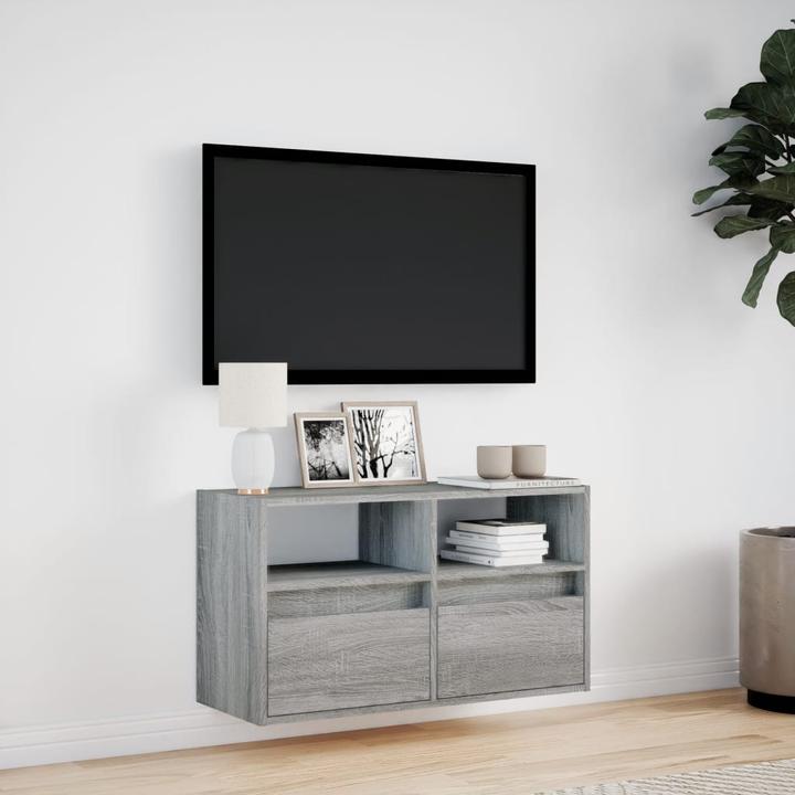 Produktbild VidaXL TV Schrank Wandschrank Lowboard Hängend mit LED-Beleuchtung Grau Sonoma