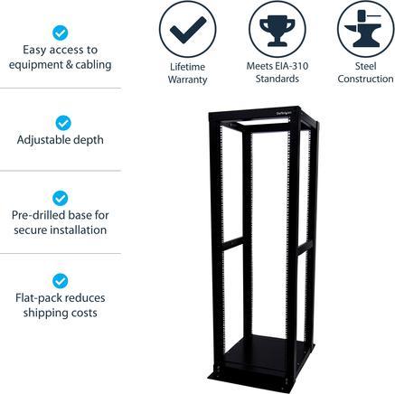 Produktbild StarTech 36HE verstellbares 4 Pfosten Open Frame Rack / Schrank (36 HE, 19 Zoll Rack)