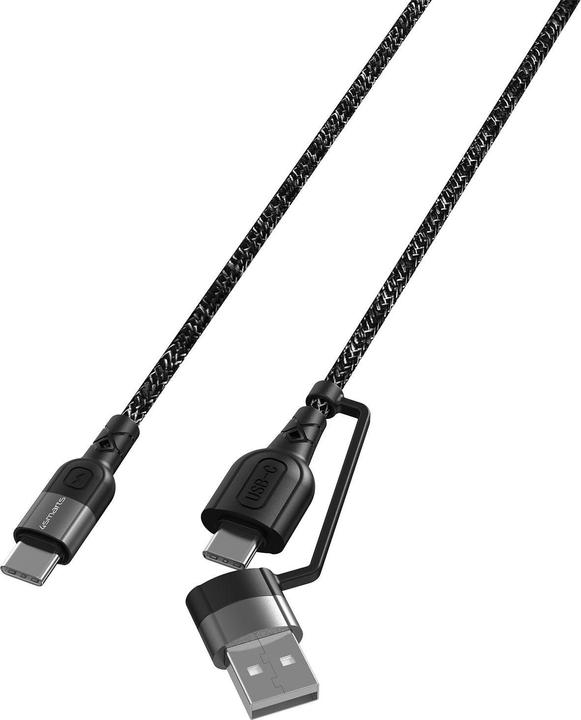 Image du produit 4smarts Câble de recharge USB USB-C -USB-A/C 1.5 m, monochrome, textile (1.50 m, USB 2.0, 60 W)