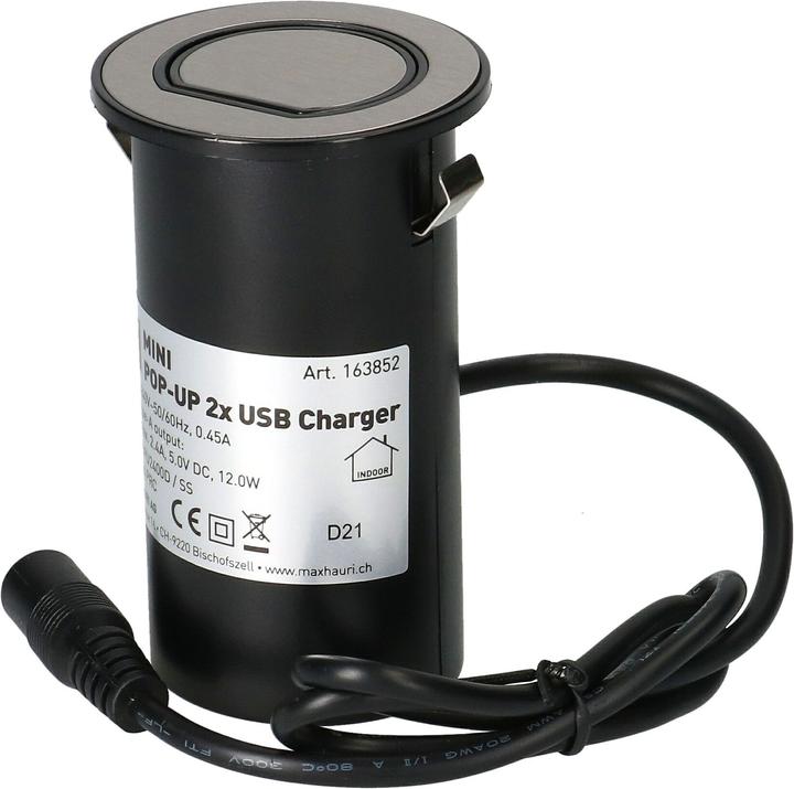 Actual product image Max Hauri Mini Pop-UP Charger (2 x, USB-A, 2 m)