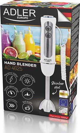 Actual product image Adler AD 4625w Hand Blender, 5 speed settings, 1500W, White (EU plug)