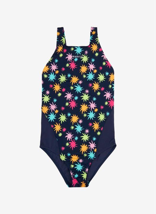 Nabaiji Girls’ swimming 1-piece swimsuit - 500 Kamiye oaoa dark blue (14, 15, 16)