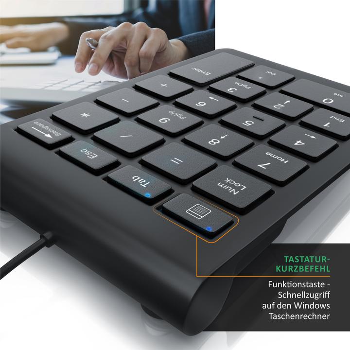Actual product image Aplic Numpad 22 keys, USB keypad wired, numeric keypad, numeric keypad additional keyboard, cable 1.50 m (DE, Cable)