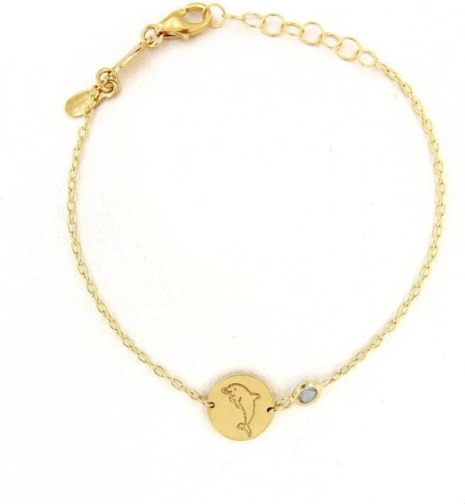JGZ Bracelet Delfin Hellblau (14 cm, 18 Karat Gelbgold 750)
