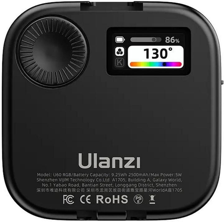 Actual product image Ulanzi U60 RGB Pocket light with U mount Black (Video light)