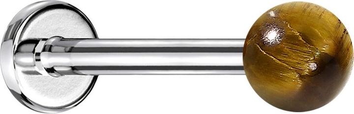 Star Piercing Micro Labret silber mit Kugel Tigerauge Stein (Mineralisch, Chirurgenstahl 316L, ohne Messing)