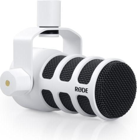Produktbild RØDE Podmic Podcast-Mikrofon Weiss mit Gelenkarm WH