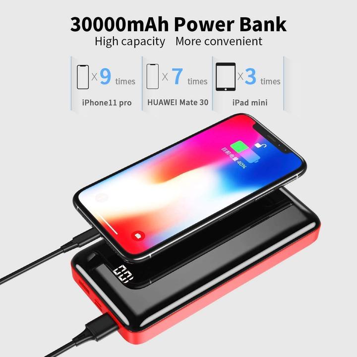 Produktbild Bextoo Powerbank 30000mAh, Rot (27000 mAh, 22.50 W, 22.50 Wh)
