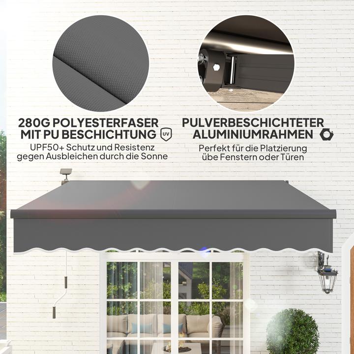 Produktbild Outsunny Klemmmarkise Aluminium, Polyester Grau (2.50 m)
