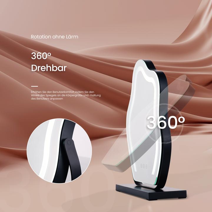 Produktbild Emke Wellen-Design Kosmetikspiegel mit Beleuchtung, 3 Farbtemperatur Licht, 44*30cm, Schwarz