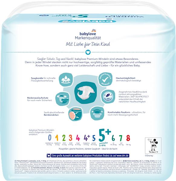 Image du produit dm babylove Premium-Windeln (Taille 5+, Pack, 34 pièce(s))