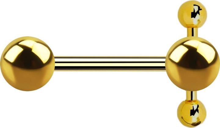 Star Piercing Barbell vergoldet Spinner mit Kugel und Kugel mit Barbell (Chirurgenstahl 316L)