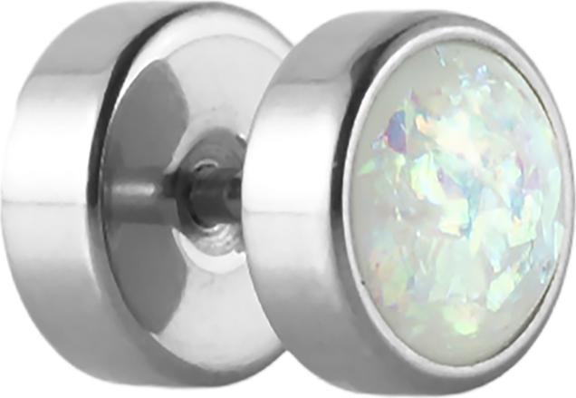Immagine prodotto Star Piercing Fake Plug silber mit Opal Glitter weiss (senza ottone, Acciaio chirurgico 316L)