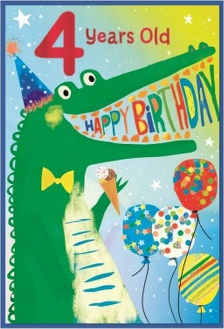 Actual product image Simon Elvin 4th Birthday Greetings Card (Pack of 6) (6 pcs.)