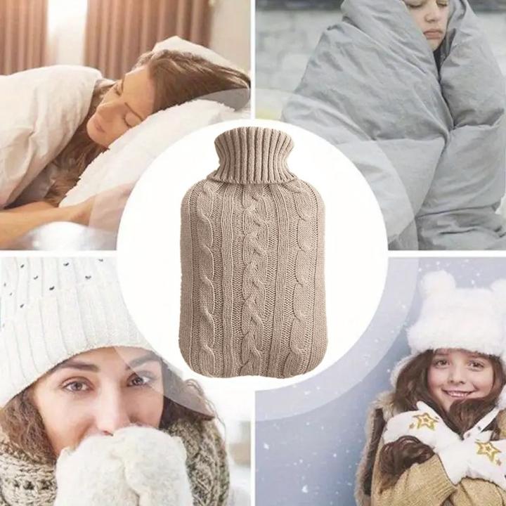 Image du produit ASMI Bouillotte, bouillotte avec housse en tricot, 1 litre (1 l)