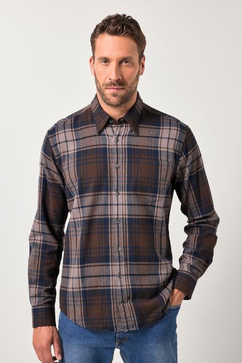 Produktbild JP1880 Karo-Flanellhemd, Langarm, verdeckter Buttondown-Kragen, Modern Fit (8XL)