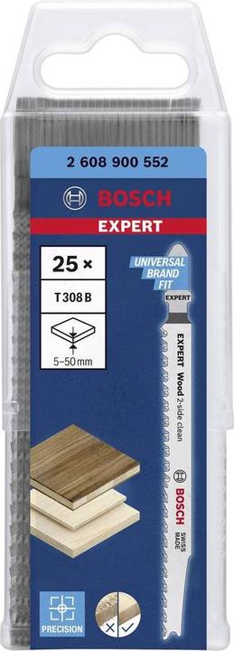 Image du produit Bosch Professional Zubehör Lame de scie sauteuse Expert Wood 2side clean T 308 B, 25 pièces