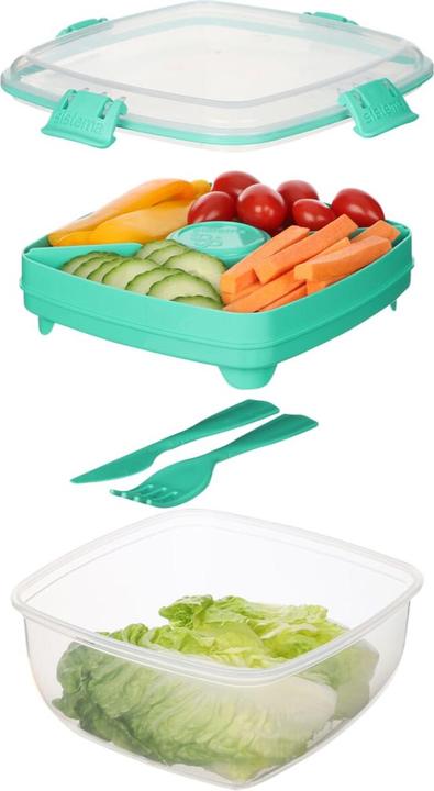 Actual product image Sistema Salad box to go with cutlery 1,1 l 16,5x16,5x8,5cm assorted colors