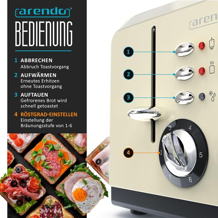 Image du produit Arendo Grille-pain automatique 4 tranches beige (Prise UE)