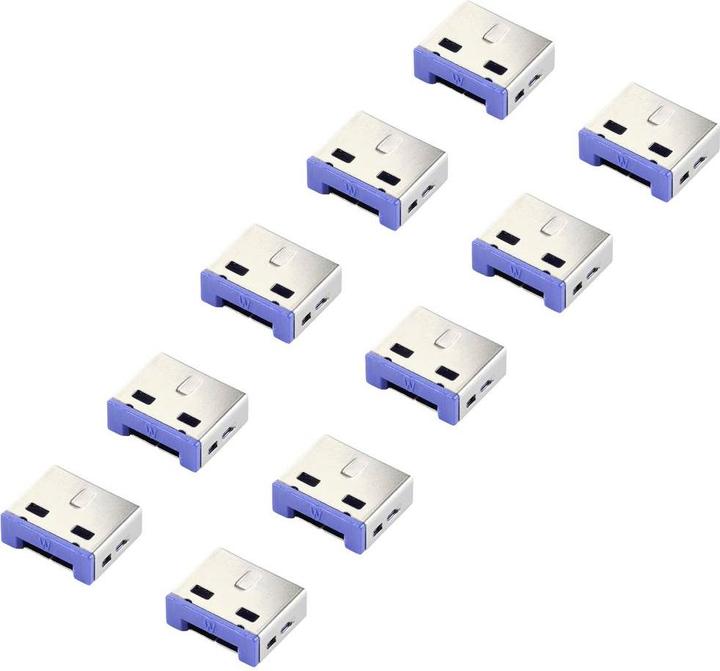 Actual product image Renkforce USB Port Lock RF-4695230 Set of 10 Silver-Blue RF-4695230
