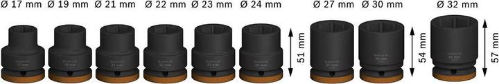 Produktbild Bosch Professional Zubehör PRO Impact Steckschlüsseleinsatz-Set (30 mm, 21 mm, 27 mm, 24 mm, 19 mm, 32 mm, 23 mm, 22 mm, 17 mm)