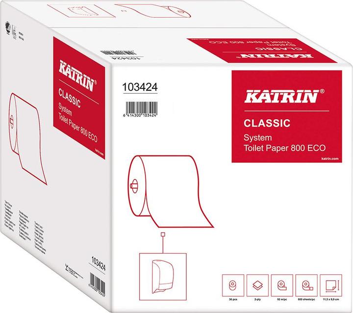Actual product image Katrin Toilet paper Classic System ECO 2-ply tissue white box with 36 rolls... (36 x)